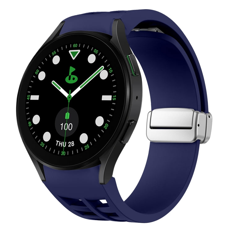 Richard Magnetisches faltbares silbernes Schnallen-Silikon-Uhrenarmband, für Samsung Galaxy Watch FE 40mm, für Sansung Galaxy Watch 5 Pro Golf Edition, für Samsung Galaxy Watch 5 Golf Edition