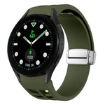 Richard Magnetisches faltbares silbernes Schnallen-Silikon-Uhrenarmband, für Samsung Galaxy Watch FE 40mm, für Sansung Galaxy Watch 5 Pro Golf Edition, für Samsung Galaxy Watch 5 Golf Edition