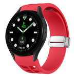 Richard Magnetisches faltbares silbernes Schnallen-Silikon-Uhrenarmband, für Samsung Galaxy Watch FE 40mm, für Sansung Galaxy Watch 5 Pro Golf Edition, für Samsung Galaxy Watch 5 Golf Edition