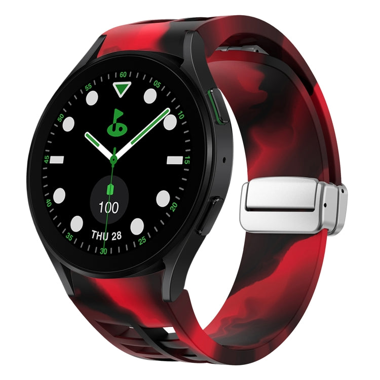 Richard Magnetisches faltbares silbernes Schnallen-Silikon-Uhrenarmband, für Samsung Galaxy Watch FE 40mm, für Sansung Galaxy Watch 5 Pro Golf Edition, für Samsung Galaxy Watch 5 Golf Edition