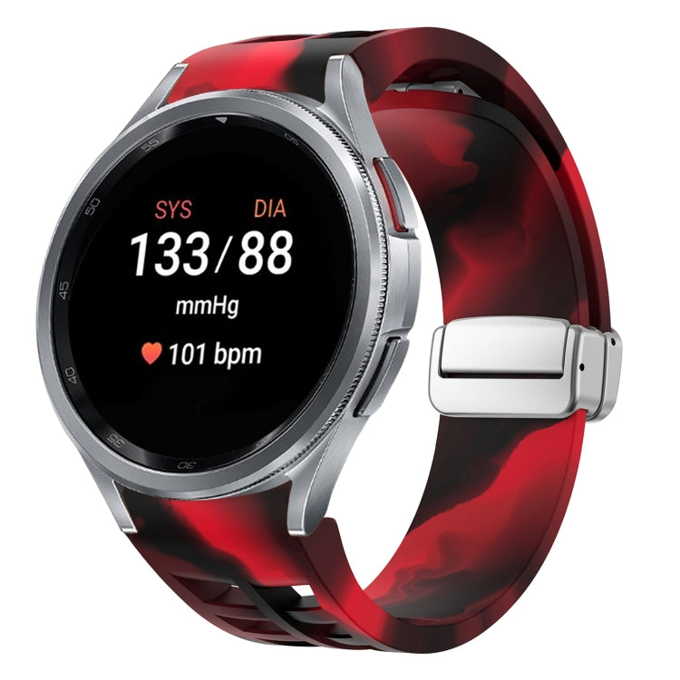 Richard Magnetisches faltbares silbernes Schnallen-Silikon-Uhrenarmband, für Sansung Galaxy Watch 5 Pro 45mm, für Samsung Galaxy Watch 7 40 / 44mm, für Samsung Galaxy Watch 6 Classic 43 / 47mm