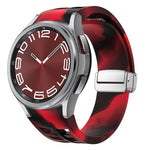Richard Magnetisches faltbares silbernes Schnallen-Silikon-Uhrenarmband, für Sansung Galaxy Watch 5 Pro 45mm, für Samsung Galaxy Watch 7 40 / 44mm, für Samsung Galaxy Watch 6 Classic 43 / 47mm