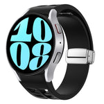 Richard Magnetisches faltbares silbernes Schnallen-Silikon-Uhrenarmband, für Samsung Galaxy Watch 6 40 / 44mm, für Samsung Galaxy Watch 5 40 / 44mm, für Samsung Galaxy Watch 4 40 / 44mm