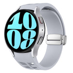 Richard Magnetisches faltbares silbernes Schnallen-Silikon-Uhrenarmband, für Samsung Galaxy Watch 6 40 / 44mm, für Samsung Galaxy Watch 5 40 / 44mm, für Samsung Galaxy Watch 4 40 / 44mm