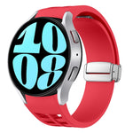 Richard Magnetisches faltbares silbernes Schnallen-Silikon-Uhrenarmband, für Samsung Galaxy Watch 6 40 / 44mm, für Samsung Galaxy Watch 5 40 / 44mm, für Samsung Galaxy Watch 4 40 / 44mm