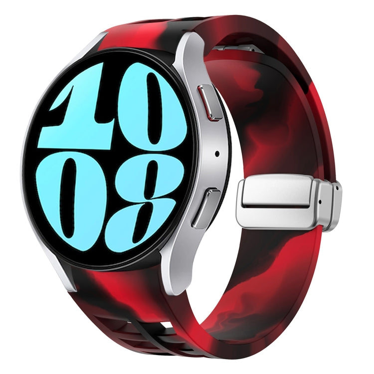 Richard Magnetisches faltbares silbernes Schnallen-Silikon-Uhrenarmband, für Samsung Galaxy Watch 6 40 / 44mm, für Samsung Galaxy Watch 5 40 / 44mm, für Samsung Galaxy Watch 4 40 / 44mm