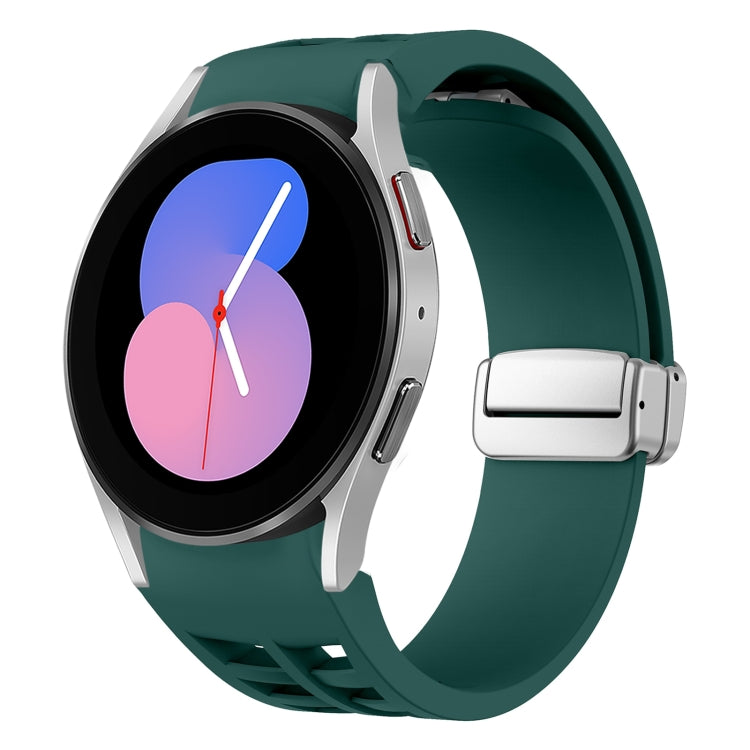 Richard Magnetisches faltbares silbernes Schnallen-Silikon-Uhrenarmband, für Samsung Galaxy Watch 6 40 / 44mm, für Samsung Galaxy Watch 5 40 / 44mm, für Samsung Galaxy Watch 4 40 / 44mm