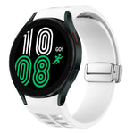 Richard Magnetisches faltbares silbernes Schnallen-Silikon-Uhrenarmband, für Samsung Galaxy Watch 6 40 / 44mm, für Samsung Galaxy Watch 5 40 / 44mm, für Samsung Galaxy Watch 4 40 / 44mm