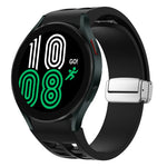Richard Magnetisches faltbares silbernes Schnallen-Silikon-Uhrenarmband, für Samsung Galaxy Watch 6 40 / 44mm, für Samsung Galaxy Watch 5 40 / 44mm, für Samsung Galaxy Watch 4 40 / 44mm