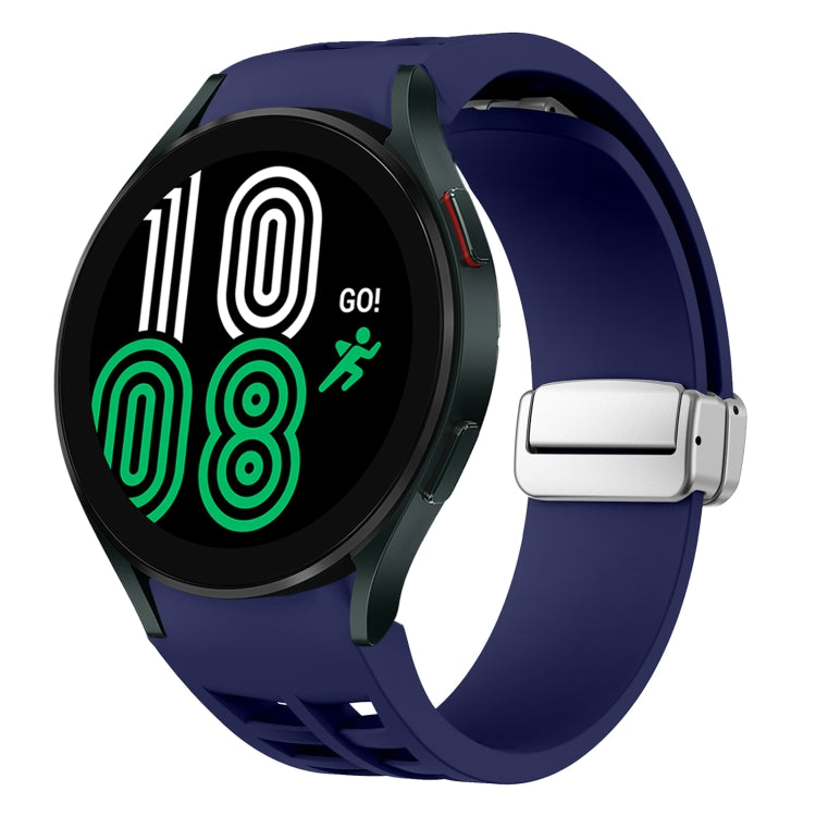 Richard Magnetisches faltbares silbernes Schnallen-Silikon-Uhrenarmband, für Samsung Galaxy Watch 6 40 / 44mm, für Samsung Galaxy Watch 5 40 / 44mm, für Samsung Galaxy Watch 4 40 / 44mm