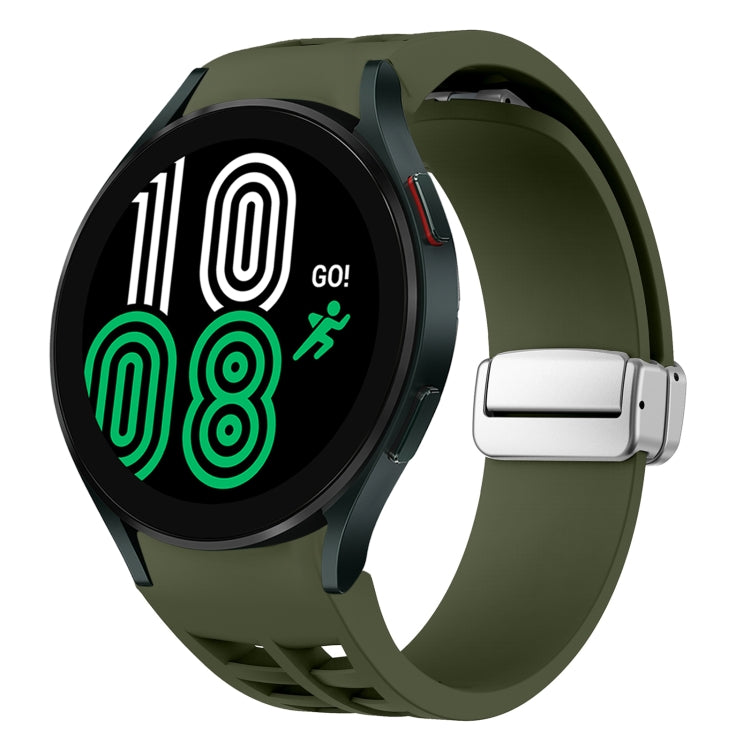 Richard Magnetisches faltbares silbernes Schnallen-Silikon-Uhrenarmband, für Samsung Galaxy Watch 6 40 / 44mm, für Samsung Galaxy Watch 5 40 / 44mm, für Samsung Galaxy Watch 4 40 / 44mm