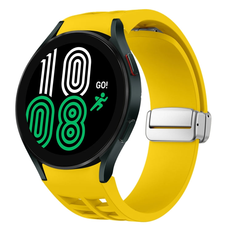 Richard Magnetisches faltbares silbernes Schnallen-Silikon-Uhrenarmband, für Samsung Galaxy Watch 6 40 / 44mm, für Samsung Galaxy Watch 5 40 / 44mm, für Samsung Galaxy Watch 4 40 / 44mm