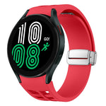 Richard Magnetisches faltbares silbernes Schnallen-Silikon-Uhrenarmband, für Samsung Galaxy Watch 6 40 / 44mm, für Samsung Galaxy Watch 5 40 / 44mm, für Samsung Galaxy Watch 4 40 / 44mm