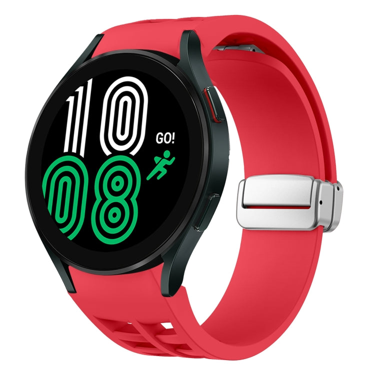 Richard Magnetisches faltbares silbernes Schnallen-Silikon-Uhrenarmband, für Samsung Galaxy Watch 6 40 / 44mm, für Samsung Galaxy Watch 5 40 / 44mm, für Samsung Galaxy Watch 4 40 / 44mm
