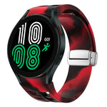 Richard Magnetisches faltbares silbernes Schnallen-Silikon-Uhrenarmband, für Samsung Galaxy Watch 6 40 / 44mm, für Samsung Galaxy Watch 5 40 / 44mm, für Samsung Galaxy Watch 4 40 / 44mm