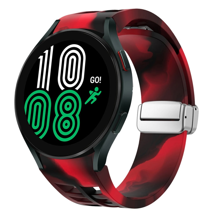 Richard Magnetisches faltbares silbernes Schnallen-Silikon-Uhrenarmband, für Samsung Galaxy Watch 6 40 / 44mm, für Samsung Galaxy Watch 5 40 / 44mm, für Samsung Galaxy Watch 4 40 / 44mm