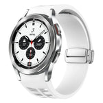 Richard Magnetisches Faltarmband aus Silikon mit silberner Schnalle, passend für Samsung Galaxy Watch 4 Classic 42/46 mm
