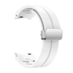 Richard Magnetisches Faltarmband aus Silikon mit silberner Schnalle, passend für Samsung Galaxy Watch 4 Classic 42/46 mm
