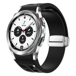 Richard Magnetisches Faltarmband aus Silikon mit silberner Schnalle, passend für Samsung Galaxy Watch 4 Classic 42/46 mm