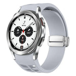 Richard Magnetisches Faltarmband aus Silikon mit silberner Schnalle, passend für Samsung Galaxy Watch 4 Classic 42/46 mm