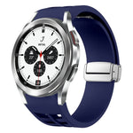 Richard Magnetisches Faltarmband aus Silikon mit silberner Schnalle, passend für Samsung Galaxy Watch 4 Classic 42/46 mm