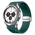 Richard Magnetisches Faltarmband aus Silikon mit silberner Schnalle, passend für Samsung Galaxy Watch 4 Classic 42/46 mm