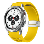 Richard Magnetisches Faltarmband aus Silikon mit silberner Schnalle, passend für Samsung Galaxy Watch 4 Classic 42/46 mm