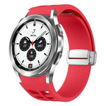 Richard Magnetisches Faltarmband aus Silikon mit silberner Schnalle, passend für Samsung Galaxy Watch 4 Classic 42/46 mm