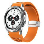 Richard Magnetisches Faltarmband aus Silikon mit silberner Schnalle, passend für Samsung Galaxy Watch 4 Classic 42/46 mm