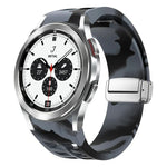 Richard Magnetisches Faltarmband aus Silikon mit silberner Schnalle, passend für Samsung Galaxy Watch 4 Classic 42/46 mm