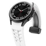 Richard magnetisches faltbares schwarzes Schnallensilikon-Uhrenarmband, für Samsung Galaxy Watch FE 40mm, für Samsung Galaxy Watch 7 40 / 44mm, für Samsung Galaxy Watch 6 Classic 43 / 47mm