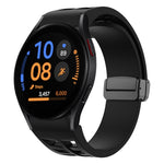 Richard magnetisches faltbares schwarzes Schnallensilikon-Uhrenarmband, für Samsung Galaxy Watch FE 40mm, für Samsung Galaxy Watch 7 40 / 44mm, für Samsung Galaxy Watch 6 Classic 43 / 47mm