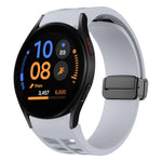 Richard magnetisches faltbares schwarzes Schnallensilikon-Uhrenarmband, für Samsung Galaxy Watch FE 40mm, für Samsung Galaxy Watch 7 40 / 44mm, für Samsung Galaxy Watch 6 Classic 43 / 47mm