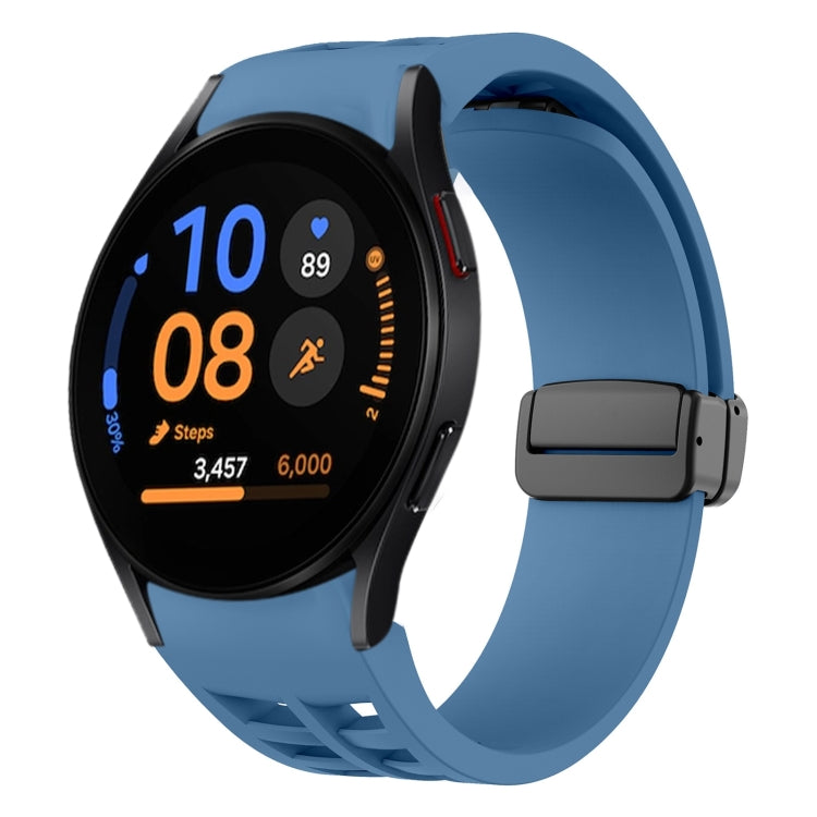 Richard magnetisches faltbares schwarzes Schnallensilikon-Uhrenarmband, für Samsung Galaxy Watch FE 40mm, für Samsung Galaxy Watch 7 40 / 44mm, für Samsung Galaxy Watch 6 Classic 43 / 47mm