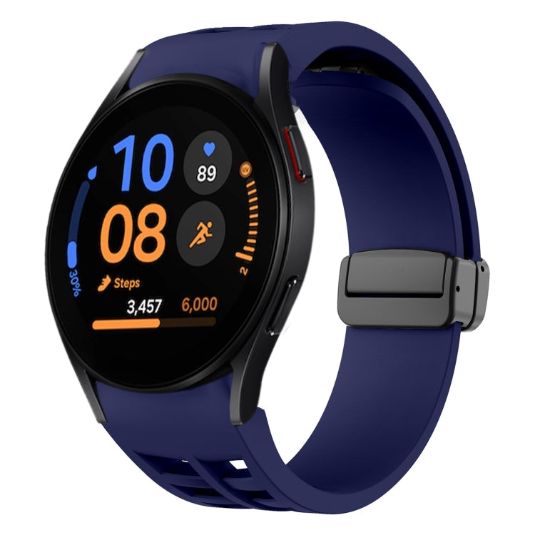 Richard magnetisches faltbares schwarzes Schnallensilikon-Uhrenarmband, für Samsung Galaxy Watch FE 40mm, für Samsung Galaxy Watch 7 40 / 44mm, für Samsung Galaxy Watch 6 Classic 43 / 47mm