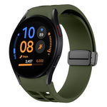 Richard magnetisches faltbares schwarzes Schnallensilikon-Uhrenarmband, für Samsung Galaxy Watch FE 40mm, für Samsung Galaxy Watch 7 40 / 44mm, für Samsung Galaxy Watch 6 Classic 43 / 47mm