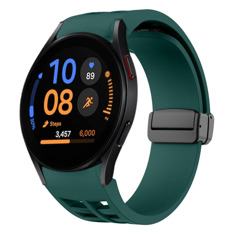 Richard magnetisches faltbares schwarzes Schnallensilikon-Uhrenarmband, für Samsung Galaxy Watch FE 40mm, für Samsung Galaxy Watch 7 40 / 44mm, für Samsung Galaxy Watch 6 Classic 43 / 47mm