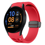 Richard magnetisches faltbares schwarzes Schnallensilikon-Uhrenarmband, für Samsung Galaxy Watch FE 40mm, für Samsung Galaxy Watch 7 40 / 44mm, für Samsung Galaxy Watch 6 Classic 43 / 47mm