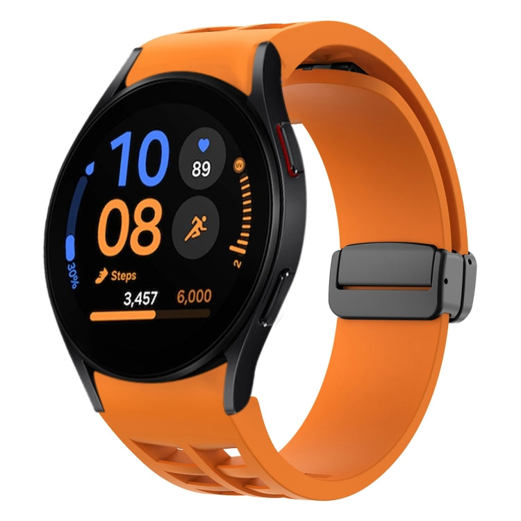 Richard magnetisches faltbares schwarzes Schnallensilikon-Uhrenarmband, für Samsung Galaxy Watch FE 40mm, für Samsung Galaxy Watch 7 40 / 44mm, für Samsung Galaxy Watch 6 Classic 43 / 47mm