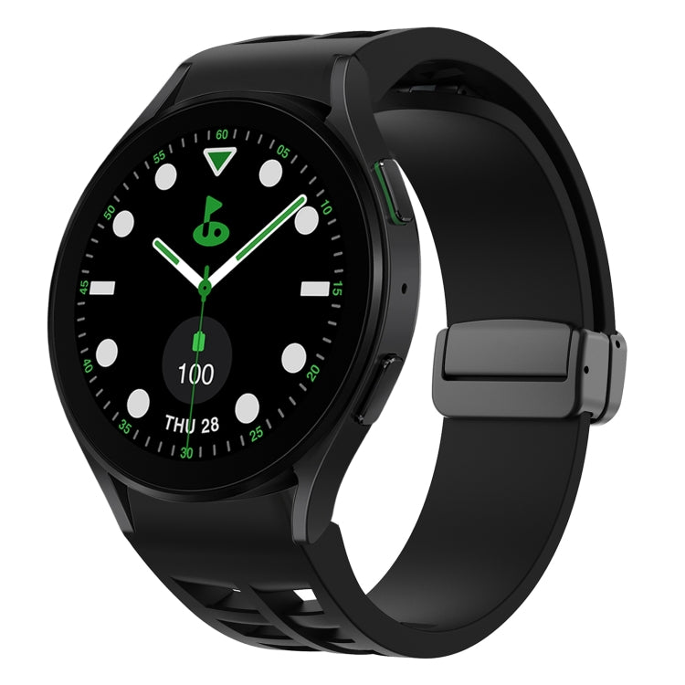 Richard Magnetic Folding Black Buckle Silicone Watch Band, For Samsung Galaxy Watch 6 40 / 44mm, For Sansung Galaxy Watch 5 Pro Golf Edition, For Samsung Galaxy Watch 5 Golf Edition