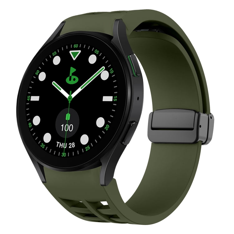 Richard Magnetic Folding Black Buckle Silicone Watch Band, For Samsung Galaxy Watch 6 40 / 44mm, For Sansung Galaxy Watch 5 Pro Golf Edition, For Samsung Galaxy Watch 5 Golf Edition