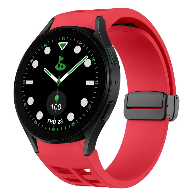 Richard Magnetic Folding Black Buckle Silicone Watch Band, For Samsung Galaxy Watch 6 40 / 44mm, For Sansung Galaxy Watch 5 Pro Golf Edition, For Samsung Galaxy Watch 5 Golf Edition