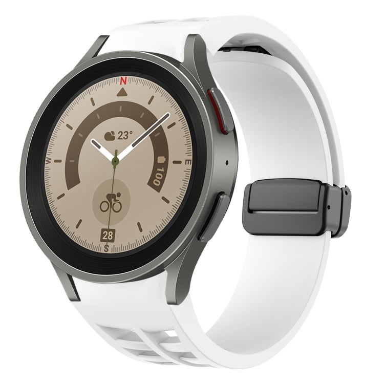Richard magnetisches faltbares schwarzes Schnallensilikon-Uhrenarmband, für Samsung Galaxy Watch 5 40 / 44mm, für Samsung Galaxy Watch 5 Pro 45mm, für Samsung Galaxy Watch 4 40 / 44mm