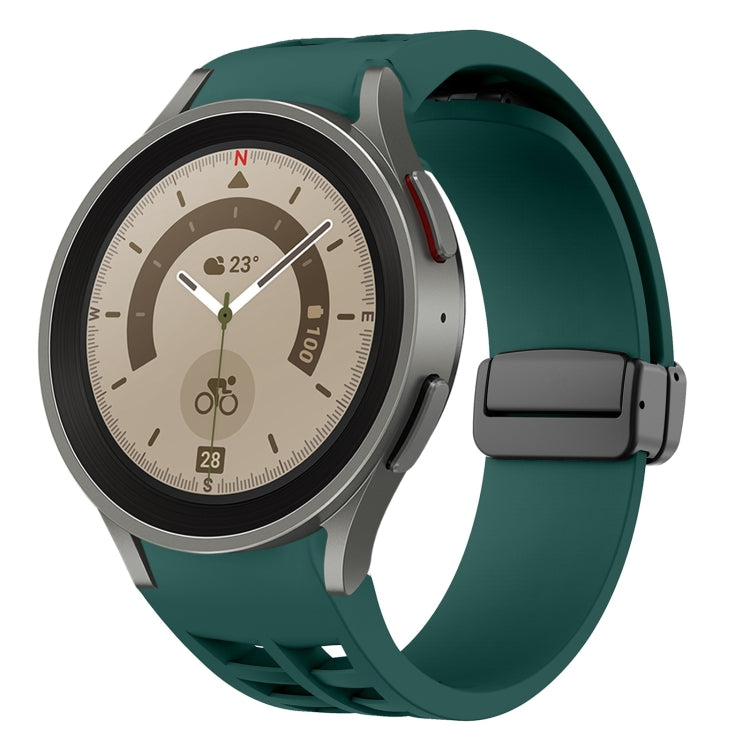 Richard magnetisches faltbares schwarzes Schnallensilikon-Uhrenarmband, für Samsung Galaxy Watch 5 40 / 44mm, für Samsung Galaxy Watch 5 Pro 45mm, für Samsung Galaxy Watch 4 40 / 44mm