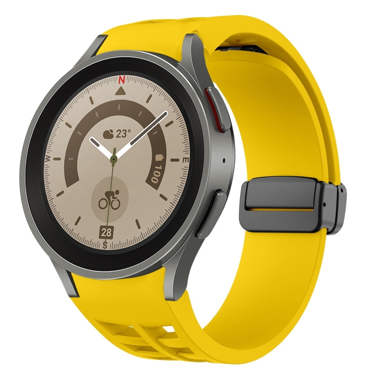 Richard magnetisches faltbares schwarzes Schnallensilikon-Uhrenarmband, für Samsung Galaxy Watch 5 40 / 44mm, für Samsung Galaxy Watch 5 Pro 45mm, für Samsung Galaxy Watch 4 40 / 44mm