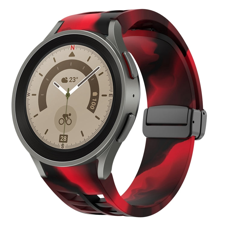 Richard magnetisches faltbares schwarzes Schnallensilikon-Uhrenarmband, für Samsung Galaxy Watch 5 40 / 44mm, für Samsung Galaxy Watch 5 Pro 45mm, für Samsung Galaxy Watch 4 40 / 44mm