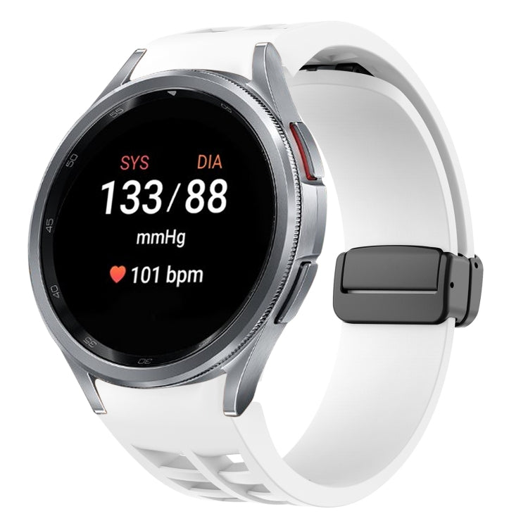 Richard magnetisches faltbares schwarzes Schnallensilikon-Uhrenarmband, für Samsung Galaxy Watch FE 40mm, für Samsung Galaxy Watch 7 40 / 44mm, für Samsung Galaxy Watch 6 Classic 43 / 47mm