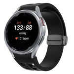 Richard magnetisches faltbares schwarzes Schnallensilikon-Uhrenarmband, für Samsung Galaxy Watch FE 40mm, für Samsung Galaxy Watch 7 40 / 44mm, für Samsung Galaxy Watch 6 Classic 43 / 47mm