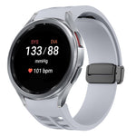 Richard magnetisches faltbares schwarzes Schnallensilikon-Uhrenarmband, für Samsung Galaxy Watch FE 40mm, für Samsung Galaxy Watch 7 40 / 44mm, für Samsung Galaxy Watch 6 Classic 43 / 47mm