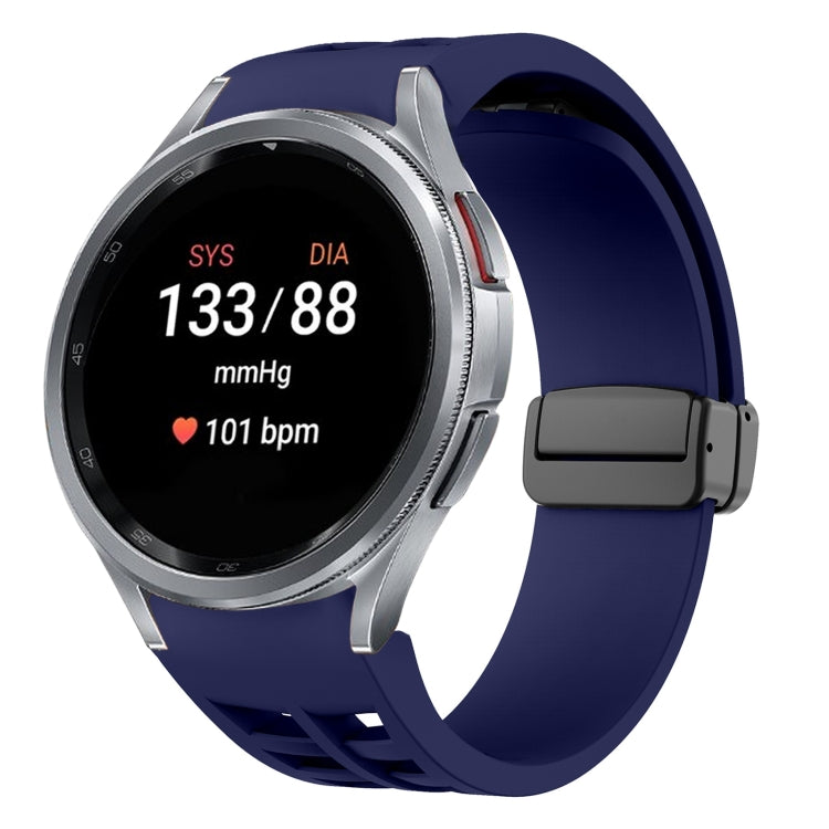 Richard magnetisches faltbares schwarzes Schnallensilikon-Uhrenarmband, für Samsung Galaxy Watch FE 40mm, für Samsung Galaxy Watch 7 40 / 44mm, für Samsung Galaxy Watch 6 Classic 43 / 47mm